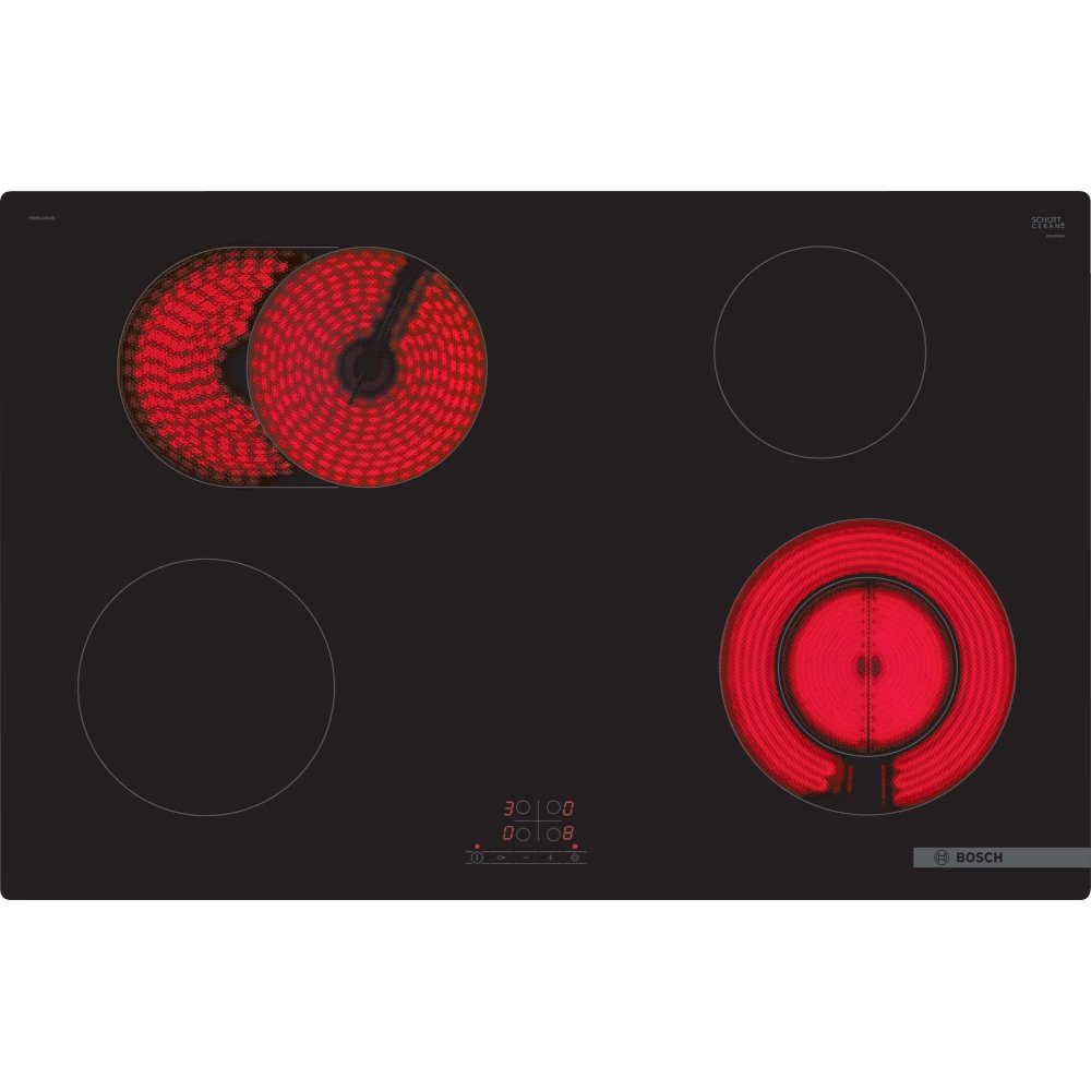 80cm 4 Zone Electric Ceramic Hob, Frameless - Bosch PKN811BA2E Series 4 Naamaste London Homewares - 1