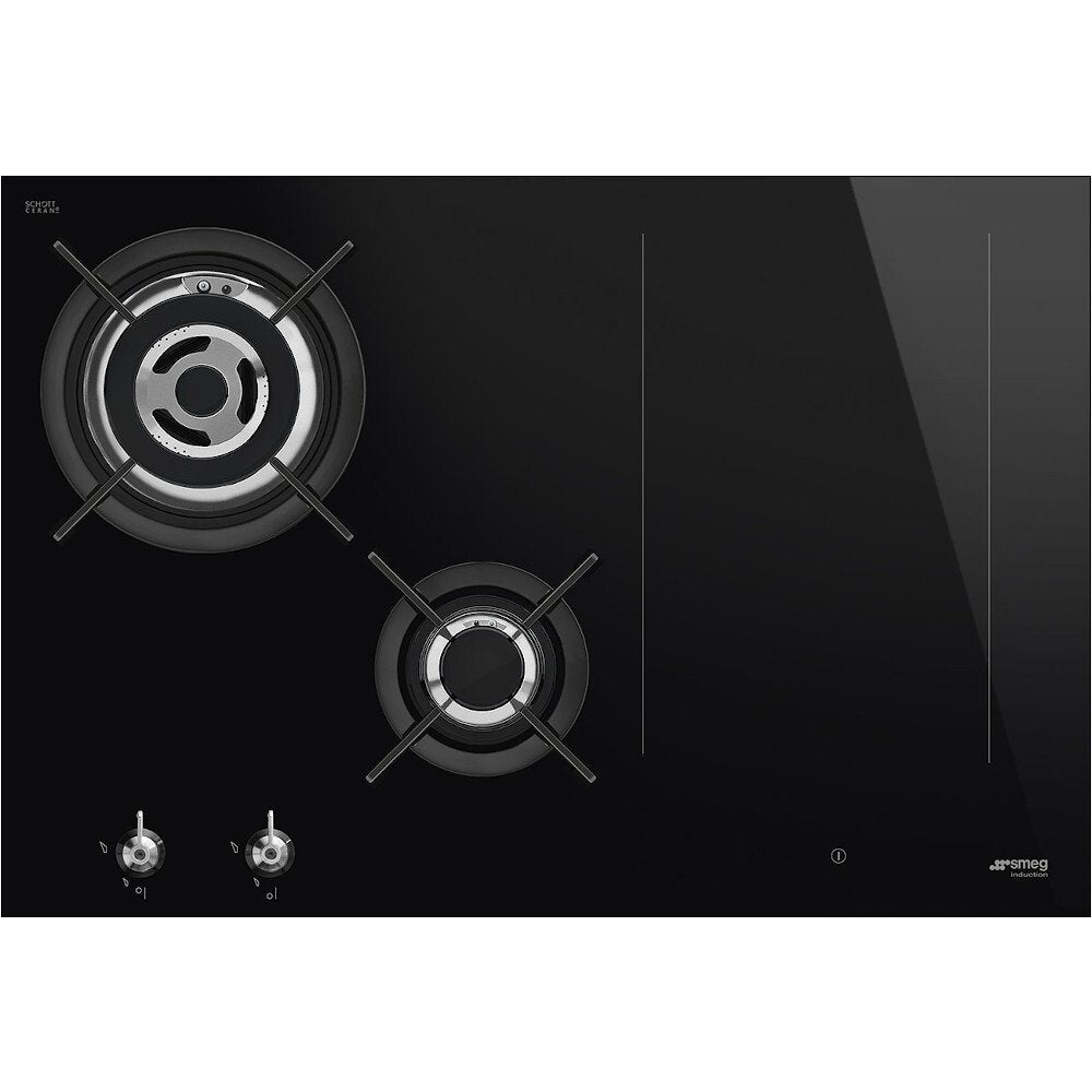 75cm Classic Mixed Fuel Hob, Black Frameless - Smeg PM3743D - Naamaste London Homewares - 1