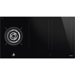 90cm Classic Mixed Fuel Hob, Black - Smeg PM3953D - Naamaste London Homewares - 1