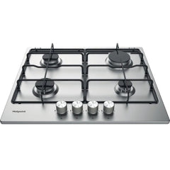 59cm Inox 4 Burner Gas Hob - Hotpoint PPH 60P F IX UK - Naamaste London Homewares - 1