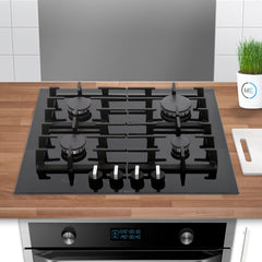 Black Glass Bosch Gas Hob 4 Burner - PPP6A6B90 Series 6 - Naamaste London Homewares - 2