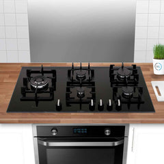 90cm Bosch 5 Burner Gas Hob Black - PPS9A6B90 Series 6 - Naamaste London Homewares - 2