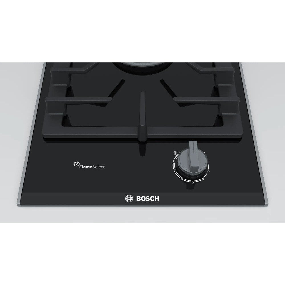 30cm Domino Bosch Gas Hob, Single Burner Black on Glass - PRA3A6B70 Series 8 - Naamaste London Homewares - 2