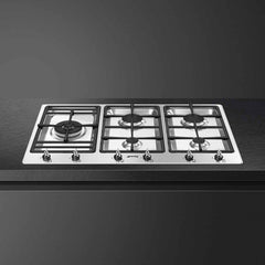 90cm 5 Burner Smeg Gas Hob Stainless Steel - PS9062 - Naamaste London Homewares - 3