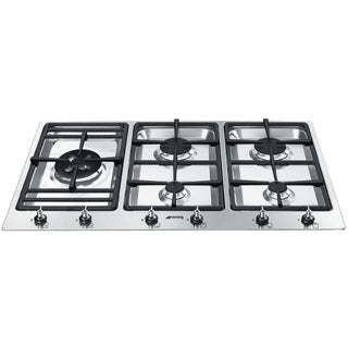 90cm 5 Burner Smeg Gas Hob Stainless Steel - PS9062 - Naamaste London Homewares - 2