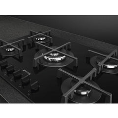 70cm 5 Burner Smeg Gas Hob Black on Glass - PV275B - Naamaste London Homewares - 4