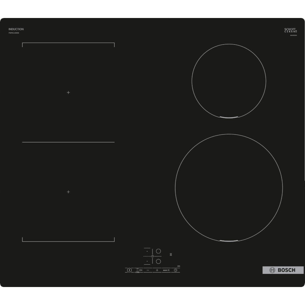 59cm 4 Zone Bosch Induction Hob, Black - PWP611BB5B Series 4 - Naamaste London Homewares - 1