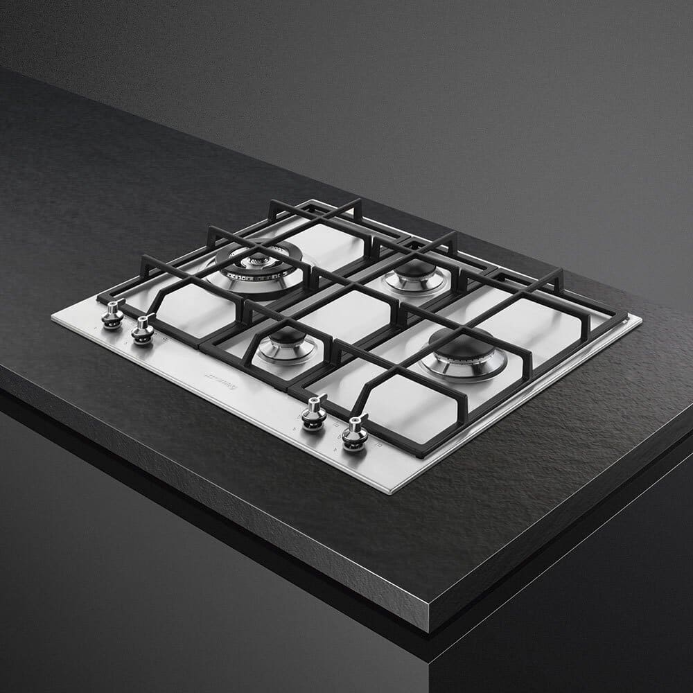 Classic 4 Burner Smeg Gas Hob, Stainless Steel - PX364L - Naamaste London Homewares - 2