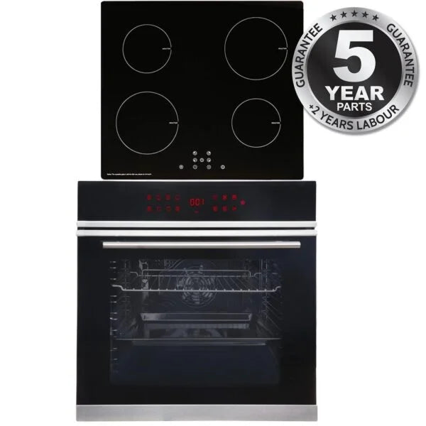 SIA BISO12PSS 60cm Black Pyrolytic Single Electric Oven & 4 Zone Induction Hob - London Houseware - 1