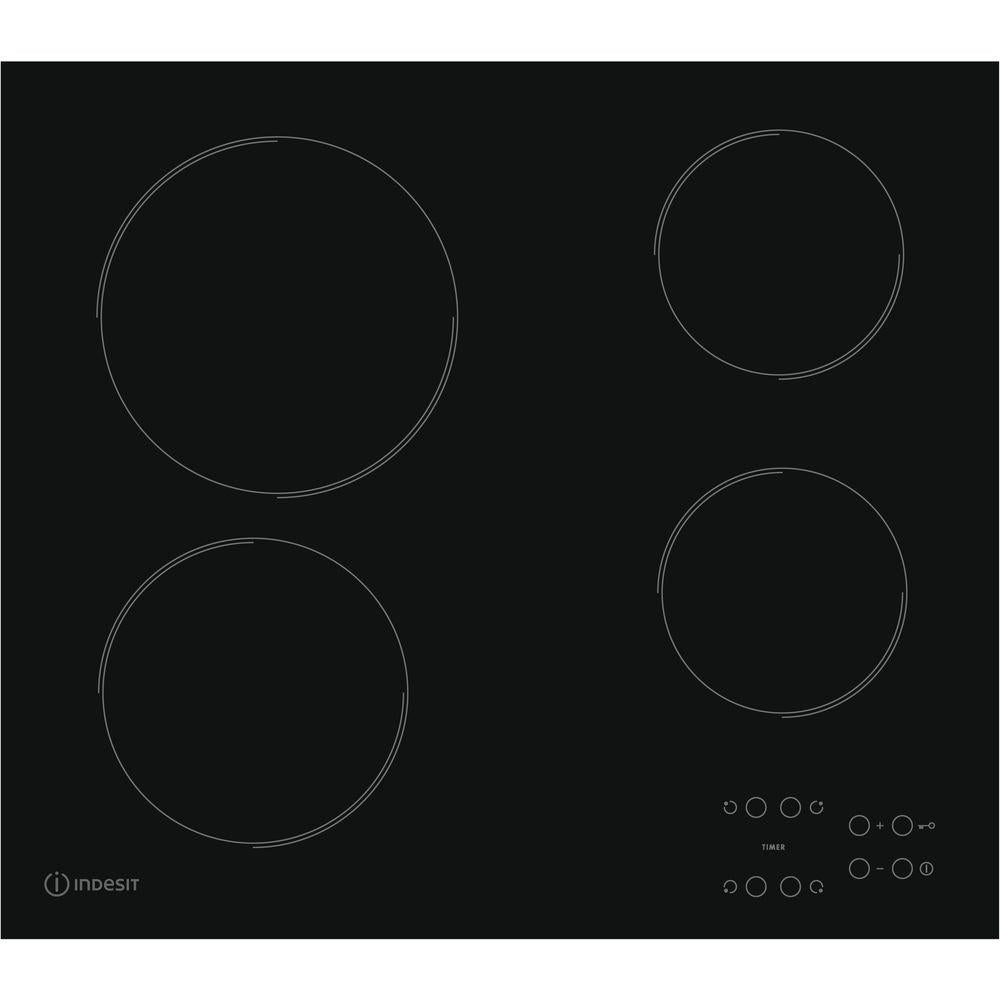 58cm Black 4 Zone Electric Ceramic Hob - Indesit RI161C - Naamaste London Homewares - 1