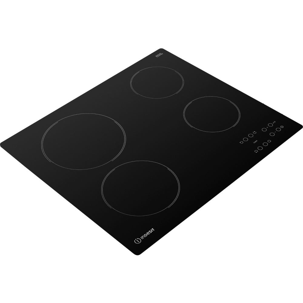 58cm Black 4 Zone Electric Ceramic Hob - Indesit RI161C - Naamaste London Homewares - 2