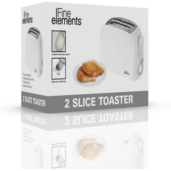 200W White 2 Slice Toaster – Fine Elements SDA1008GE - London Houseware - 2