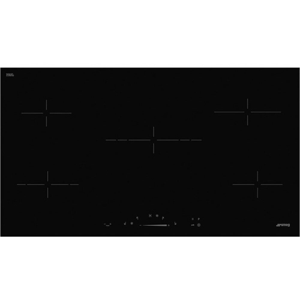 90cm 5 Zone Electric Ceramic Hob, Black Frameless - Smeg SE495ETD Naamaste London Homewares - 1