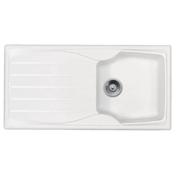 White 1.0 Bowl Kitchen Sink - SIA10WH - London Houseware - 1