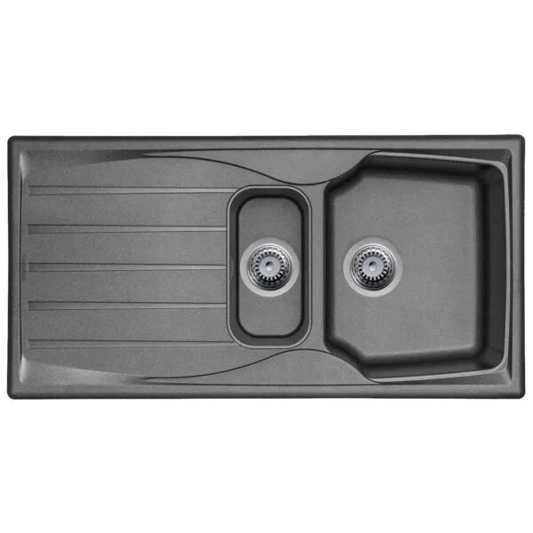 Grey 1.5 Bowl Kitchen Sink-SIA15GR - London Houseware - 1