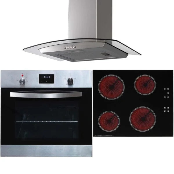 SIA 60cm Chimney Cooker Hood , SS Digital Single Oven & 4 Zone Ceramic Hob - London Houseware - 1