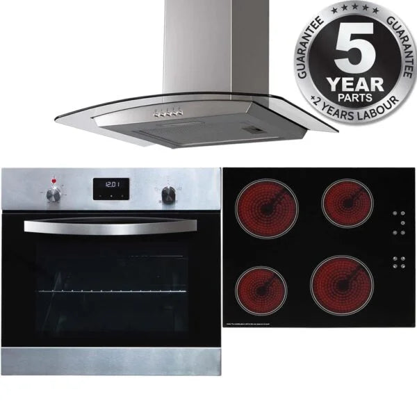 SIA 60cm Chimney Cooker Hood , SS Digital Single Oven & 4 Zone Ceramic Hob - London Houseware - 8