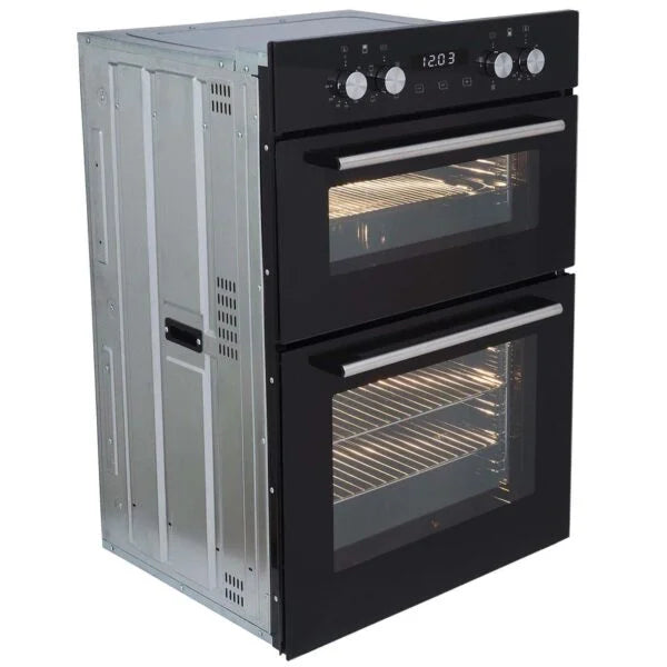 SIA 60cm Black Built In Double Oven, 4 Zone Touch Ceramic Hob & Cooker Hood - London Houseware - 3