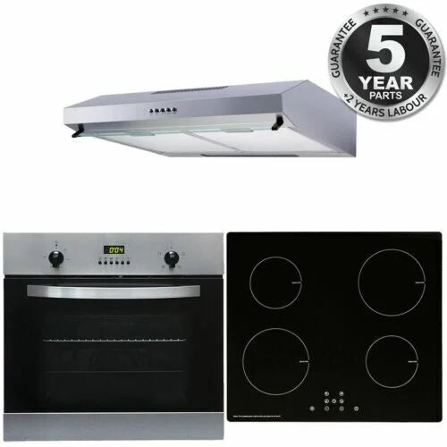 SIA 60cm Built In Electric Oven, Touch Control Induction Hob & Visor Cooker Hood - London Houseware - 1