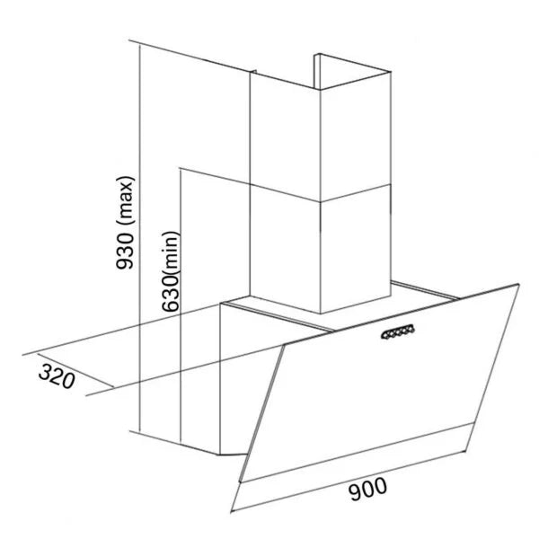 Cooker Hood Extractor Fan Angled Chimney , Black - SIA AH90BL - London Houseware - 6