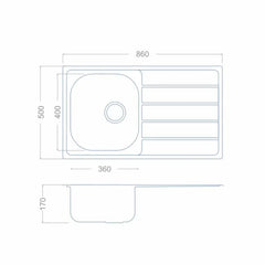 Kitchen Sink / 1.0 Bowl Reversible Stainless Steel- SIA BAILE10SS - London Houseware - 2