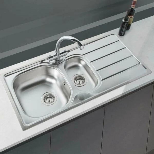 Stainless Steel Kitchen Sink & Waste Kit - SIA BAILE15SS ,1.5 Bowl - London Houseware - 5