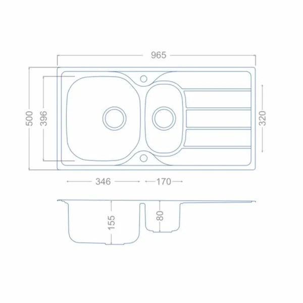 Stainless Steel Kitchen Sink & Waste Kit - SIA BAILE15SS ,1.5 Bowl - London Houseware - 3