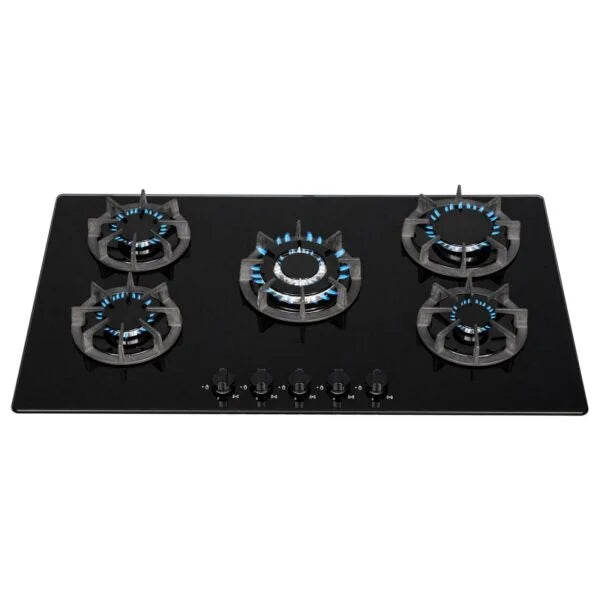 90cm Black Glass 5 Burner Gas Hob - SIA BGH90BL - London Houseware - 8