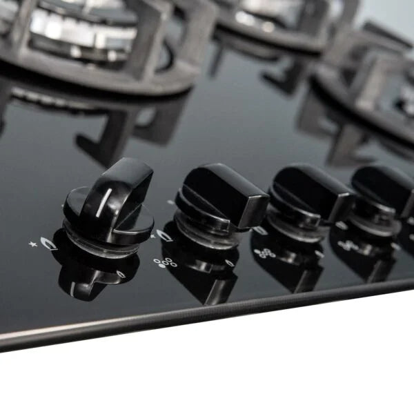 90cm Black Glass 5 Burner Gas Hob - SIA BGH90BL - London Houseware - 7