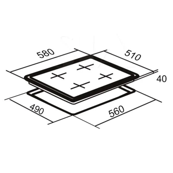 4 Zone Electric Ceramic Hob /SIA CERH60BL-Black - London Houseware - 6