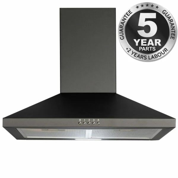 60cm Black Pyramid Chimney Cooker Hood - SIA CHL60BL - London Houseware - 1