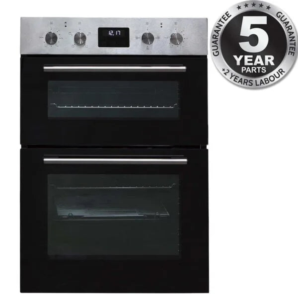 60cm Built In Electric Double Oven, Black SS - SIA DO112SS - London Houseware - 1