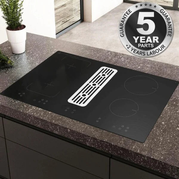 Black Induction Hob with Downdraft Extractor Fan & Filter - SIA IHDR80BL - London Houseware - 4