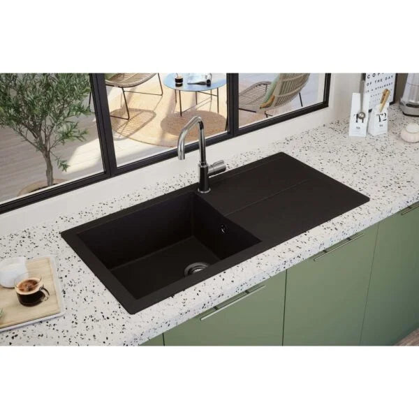 Black Kitchen Sink - SIA NALI10XLBL - 1.0 XL Bowl - London Houseware - 2