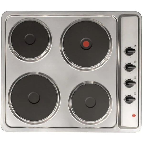 60cm Stainless Steel Solid Plate 4 Zone Electric Hob - SIA PHP601SS - London Houseware - 1