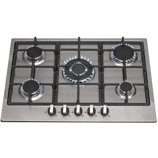 70cm Stainless Steel 5 Burner Gas Hob – SIA R6 - London Houseware - 1