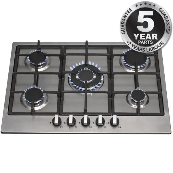 70cm Stainless Steel 5 Burner Gas Hob – SIA R6 - London Houseware - 7