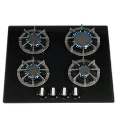 60cm Black Glass 4 Burner Gas Hob - SIA R7 - London - Houseware - 1