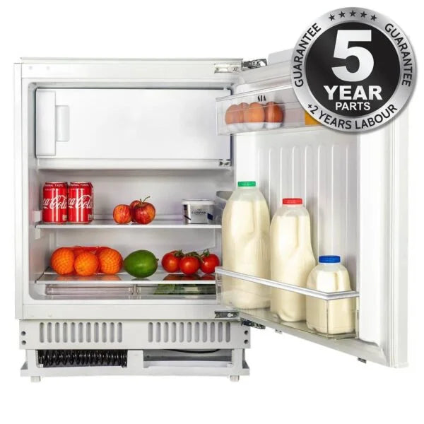 112L White Integrated Under Counter Fridge with Ice Box - SIA RFU102 - London Houseware - 1