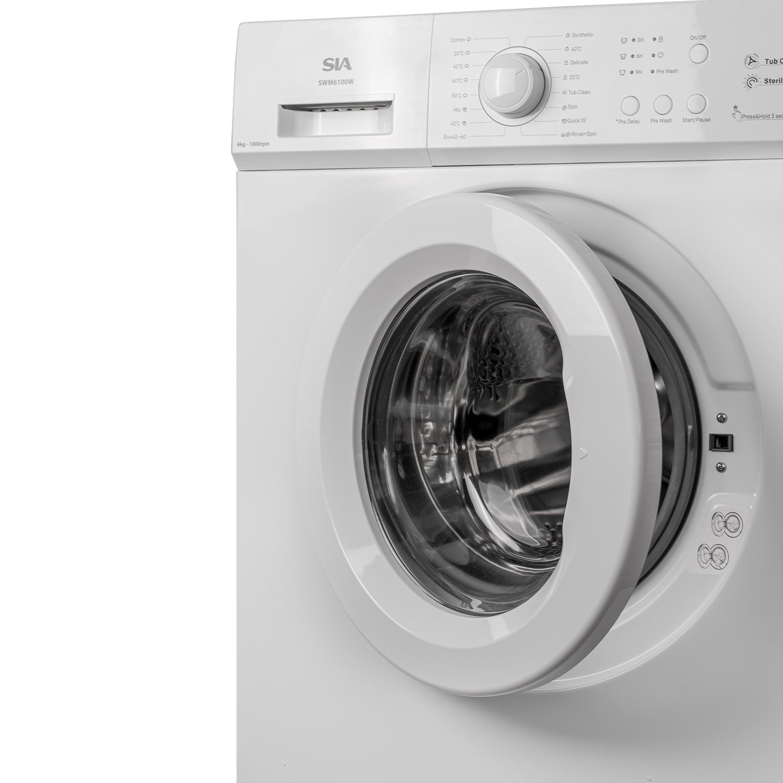 6kg Washing Machine White, Freestanding – SIA SWM6100W - London Houseware - 2