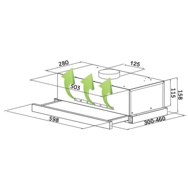 60cm SS Telescopic Integrated Cooker Hood Extractor Fan - SIA TSH60SS - London Houseware - 5