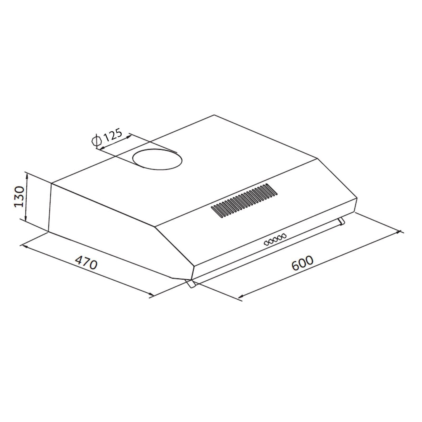 60cm White Kitchen Extractor Fan / Visor Cooker Hood - SIA VSR60WH - London Houseware - 6