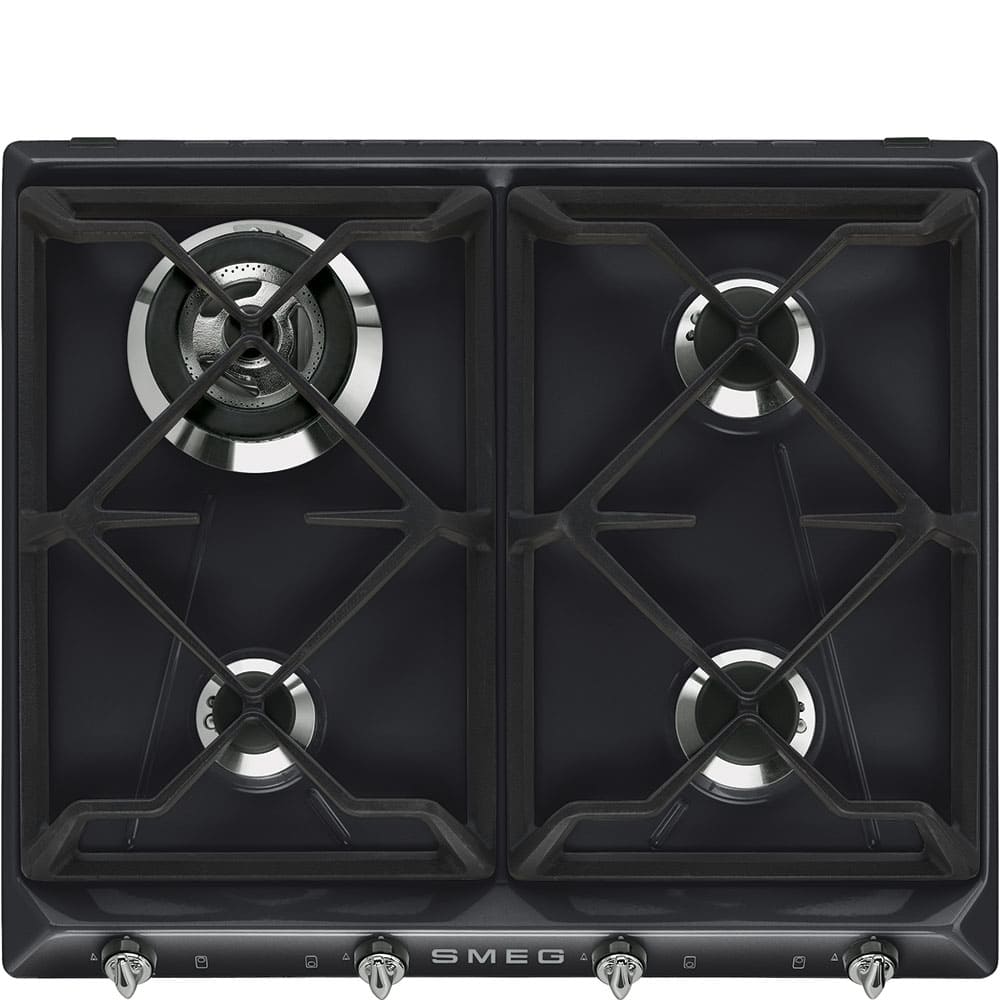 Victoria 4 Burner Smeg Gas Hob Black - SR964NGH - Naamaste London Homewares - 1