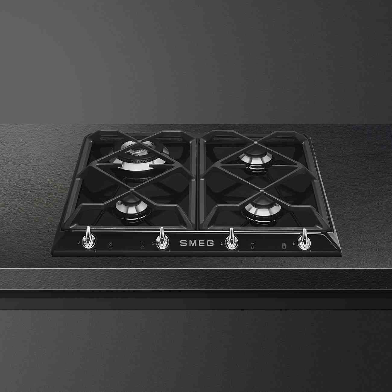 Victoria 4 Burner Smeg Gas Hob Black - SR964NGH - Naamaste London Homewares - 4