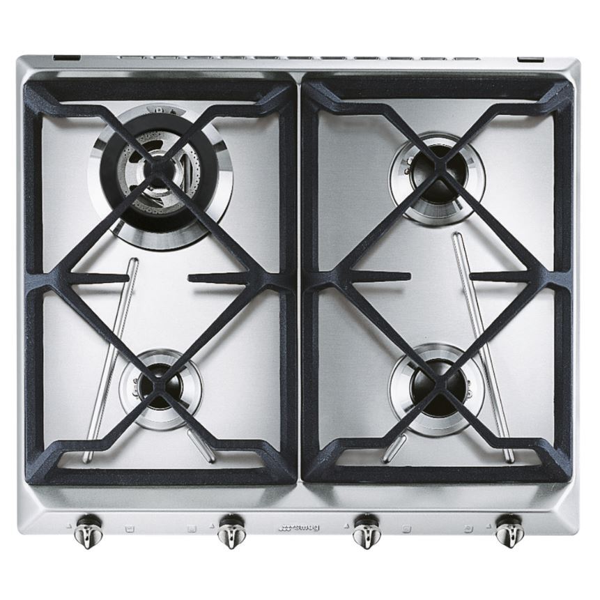 60cm 4 Burner Smeg Gas Hob Stainless Steel - SRV564GH3 - Naamaste London Homewares - 1