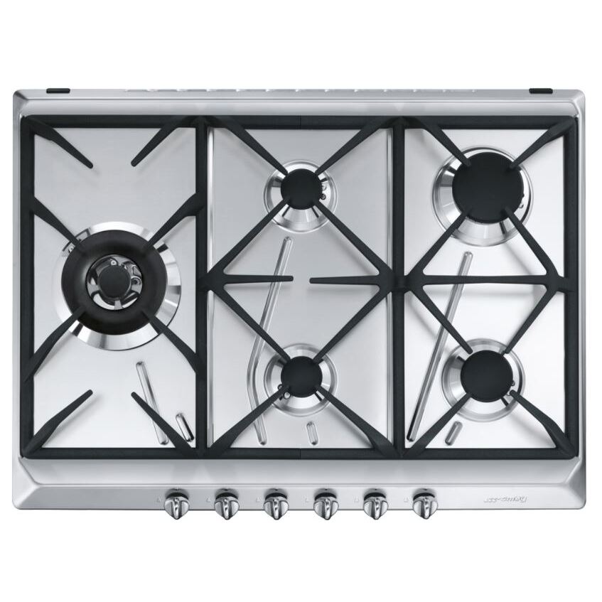 75cm Smeg Gas Hob 5 Burner Aesthetic Stainless Steel - SRV575GH5 - Naamaste London Homewares - 1