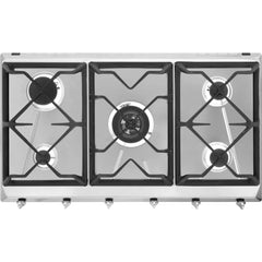 90cm Smeg Gas Hob 5 Burner Aesthetic Stainless Steel - SRV596GH5 - Naamaste London Homewares - 1