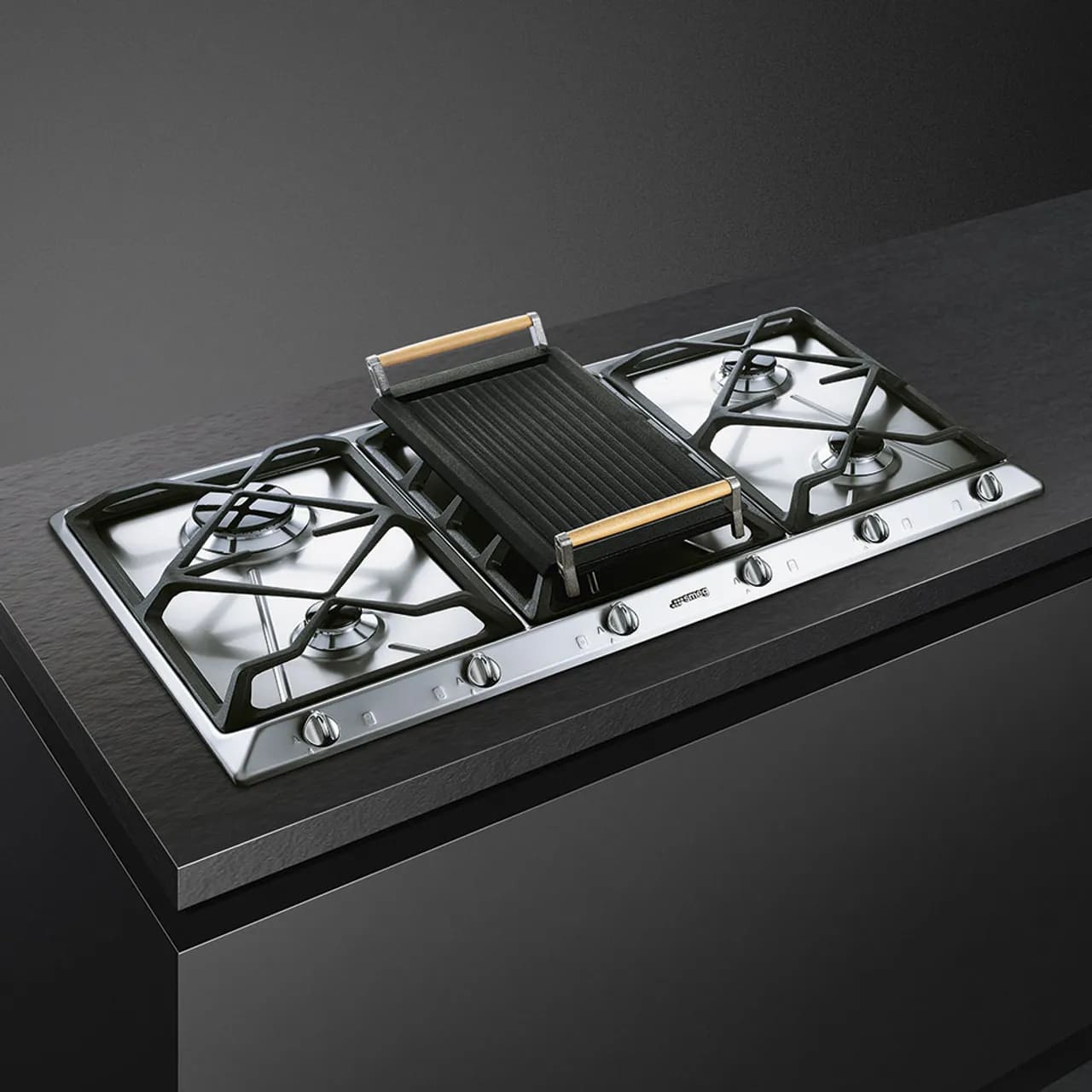 90cm Smeg Gas Hob 5 Burner Aesthetic Stainless Steel - SRV596GH5 - Naamaste London Homewares - 2