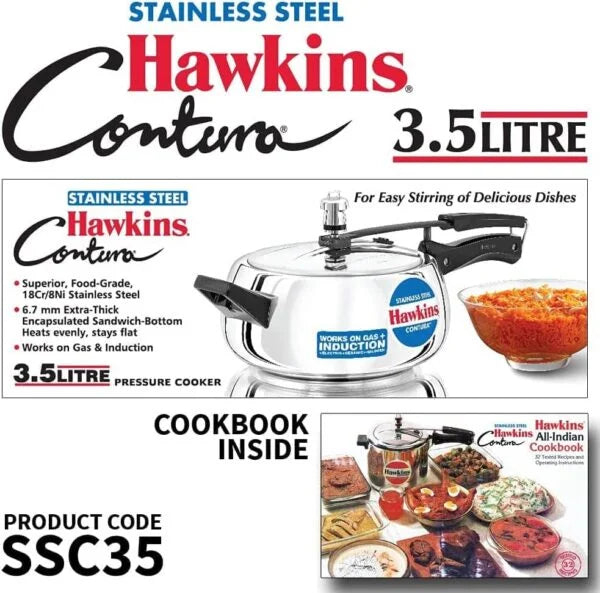 Hawkins Contura Stainless Steel Pressure Cooker - 3.5L / SSC35 - London Houseware - 2