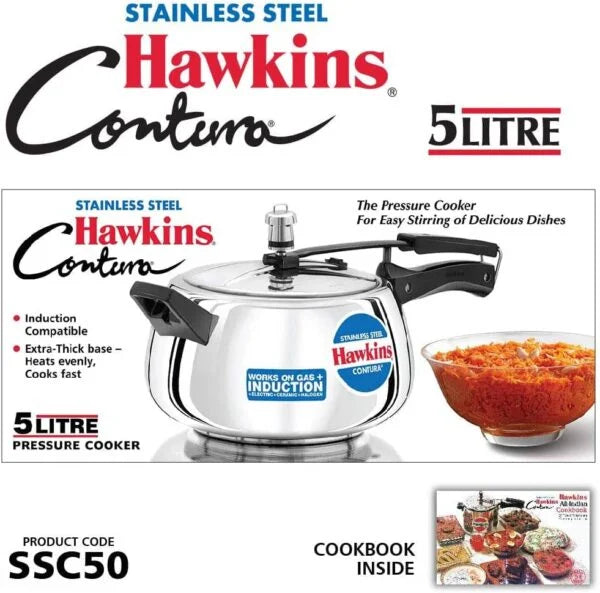 Hawkins Contura Stainless Steel Pressure Cooker - 5L / SSC50 - London Houseware - 2